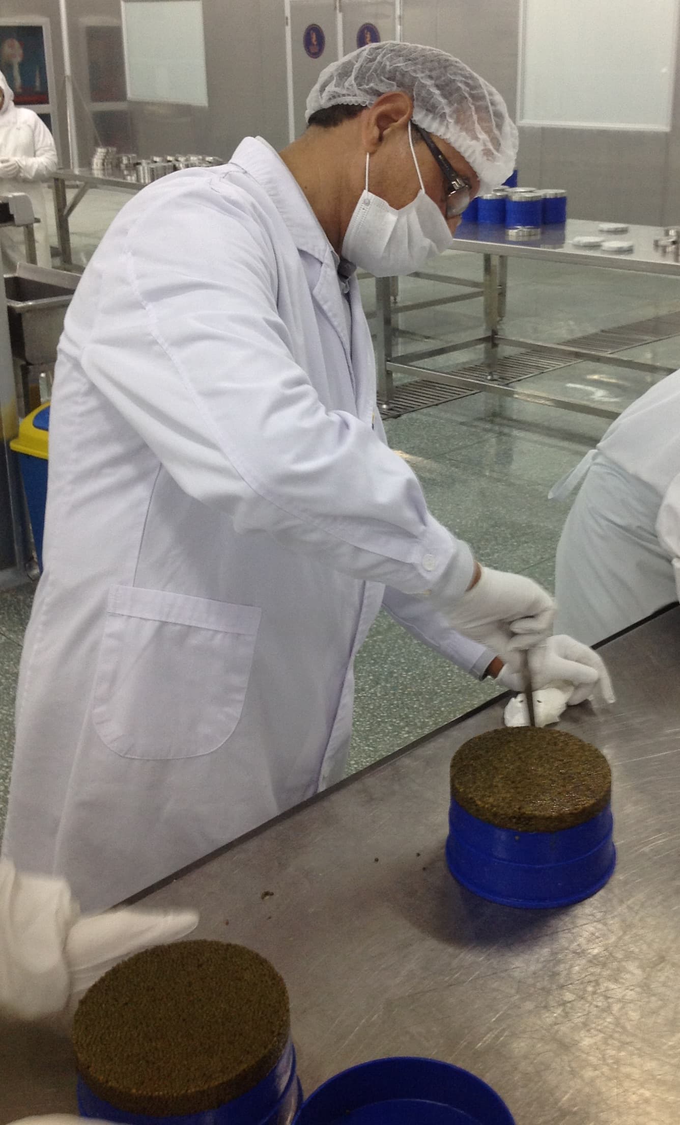 Bemka caviar being hand-graded at the production facility